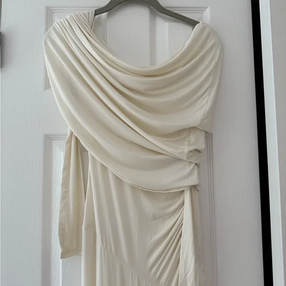 white christmas dresses La Lune Ruched Halter Maxi Dress | Cream | Dresses